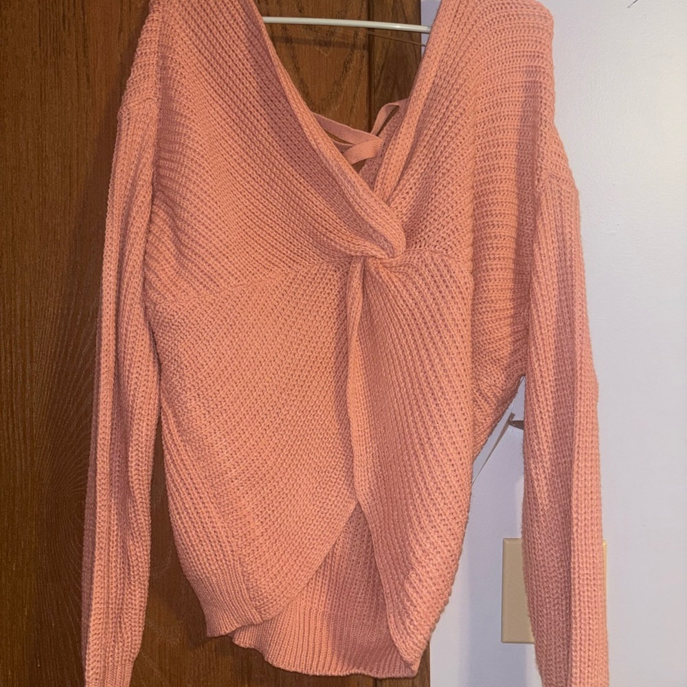 No Boundaries V-Neck Sweater in Soft Pink